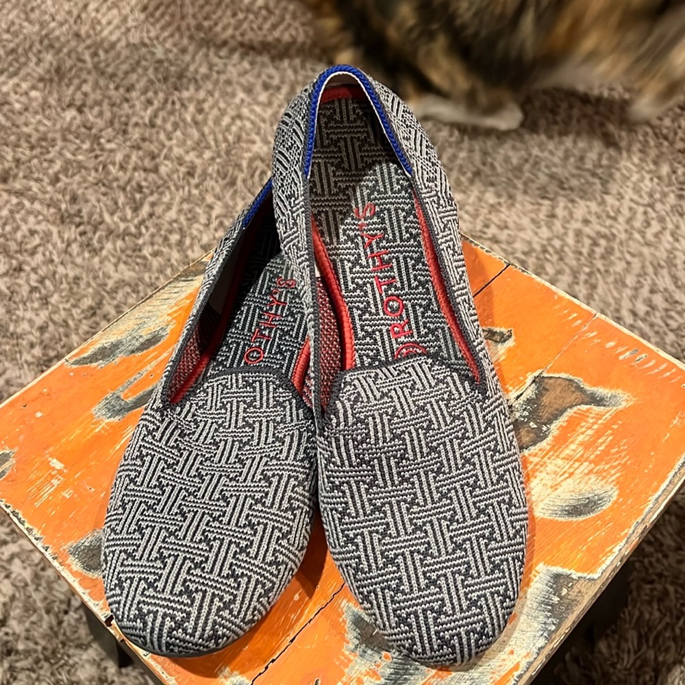 Rothy's Black and White Patterned Loafers